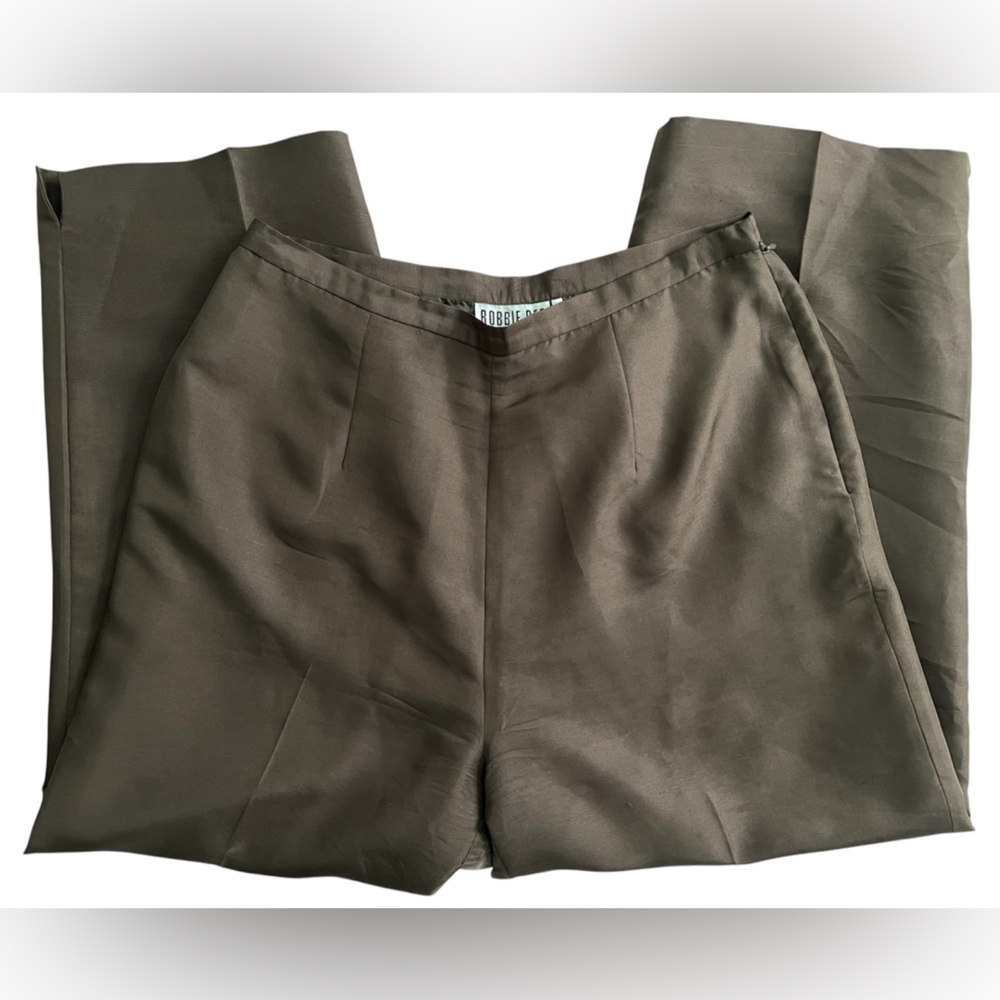 Robbie Bee 100% Silk Elegant Brown Dress Pants, Size 6